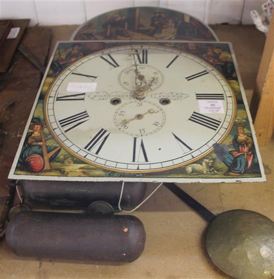 8 day longcase clock face & mechanism(-)